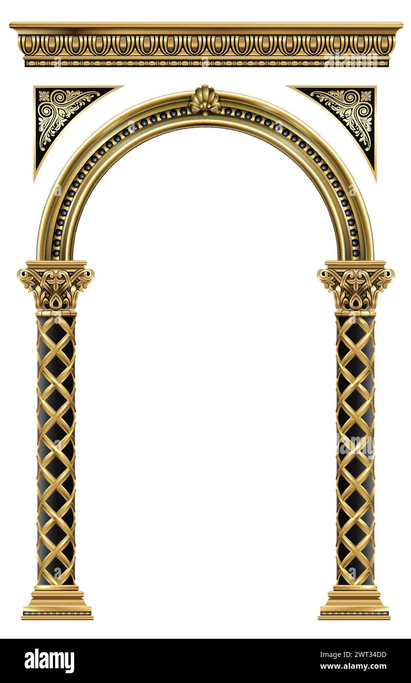 Gold classic frame of the rococo baroque door Stock Vector