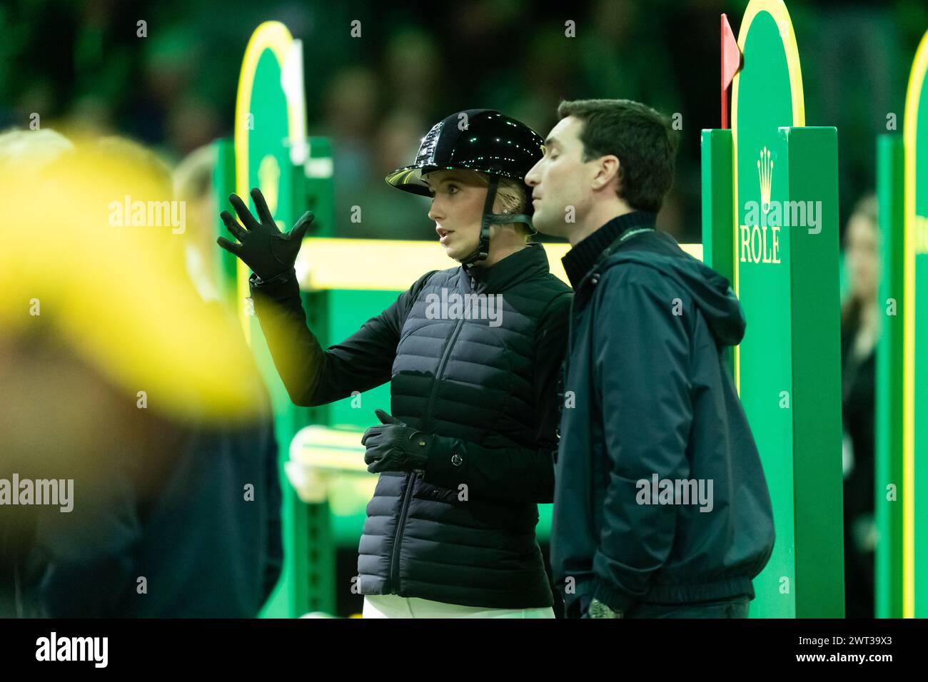 Denbosch, Netherlands - March 10, 2024. Jana Wargers of Germany walks the course ahead of the 1.60m Rolex Grand Prix. Stock Photo