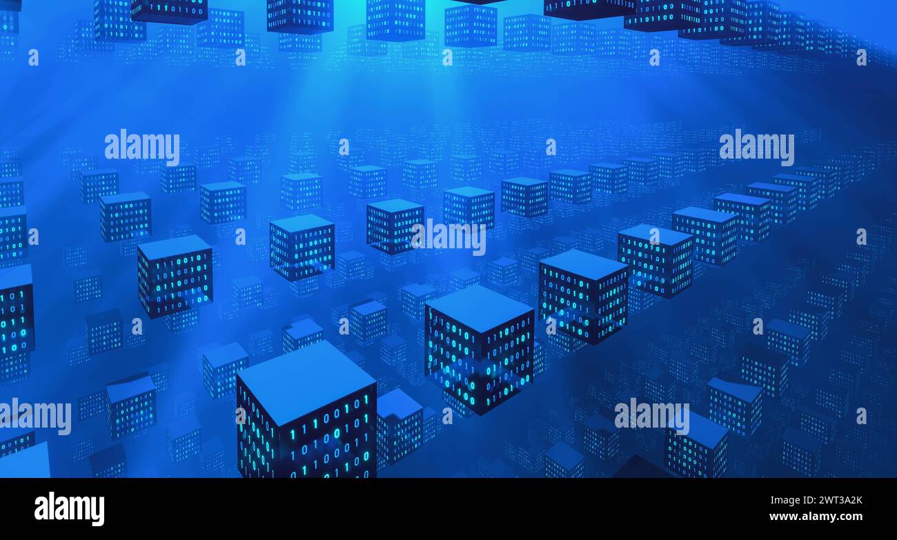 Blockchain, decentralized data, computer network. Blockchain, decentralized data. Computer network, distributed database, crypto currencies, crypto mi Stock Photo