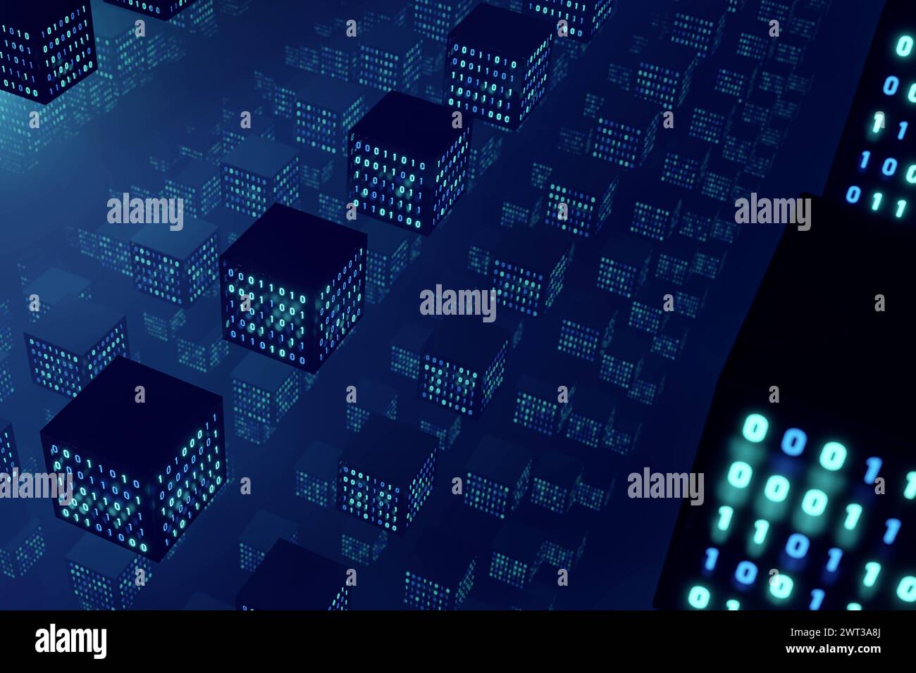 Blockchain, decentralized data, computer network. Blockchain, decentralized data. Computer network, distributed database, crypto currencies, crypto mi Stock Photo