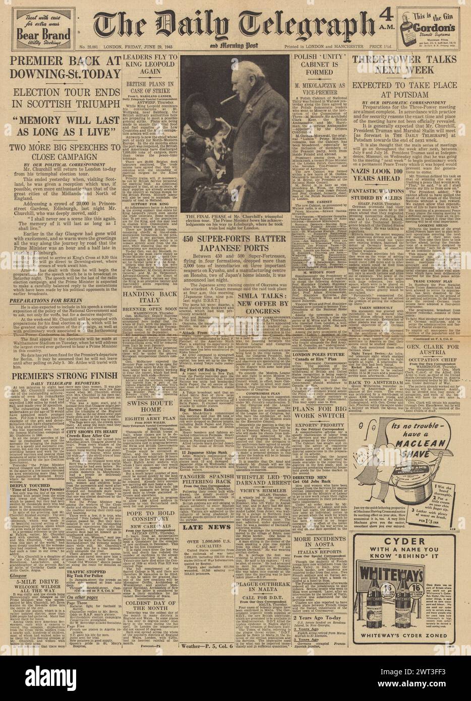 Front page 1945 us newspaper hires stock photography and images Alamy