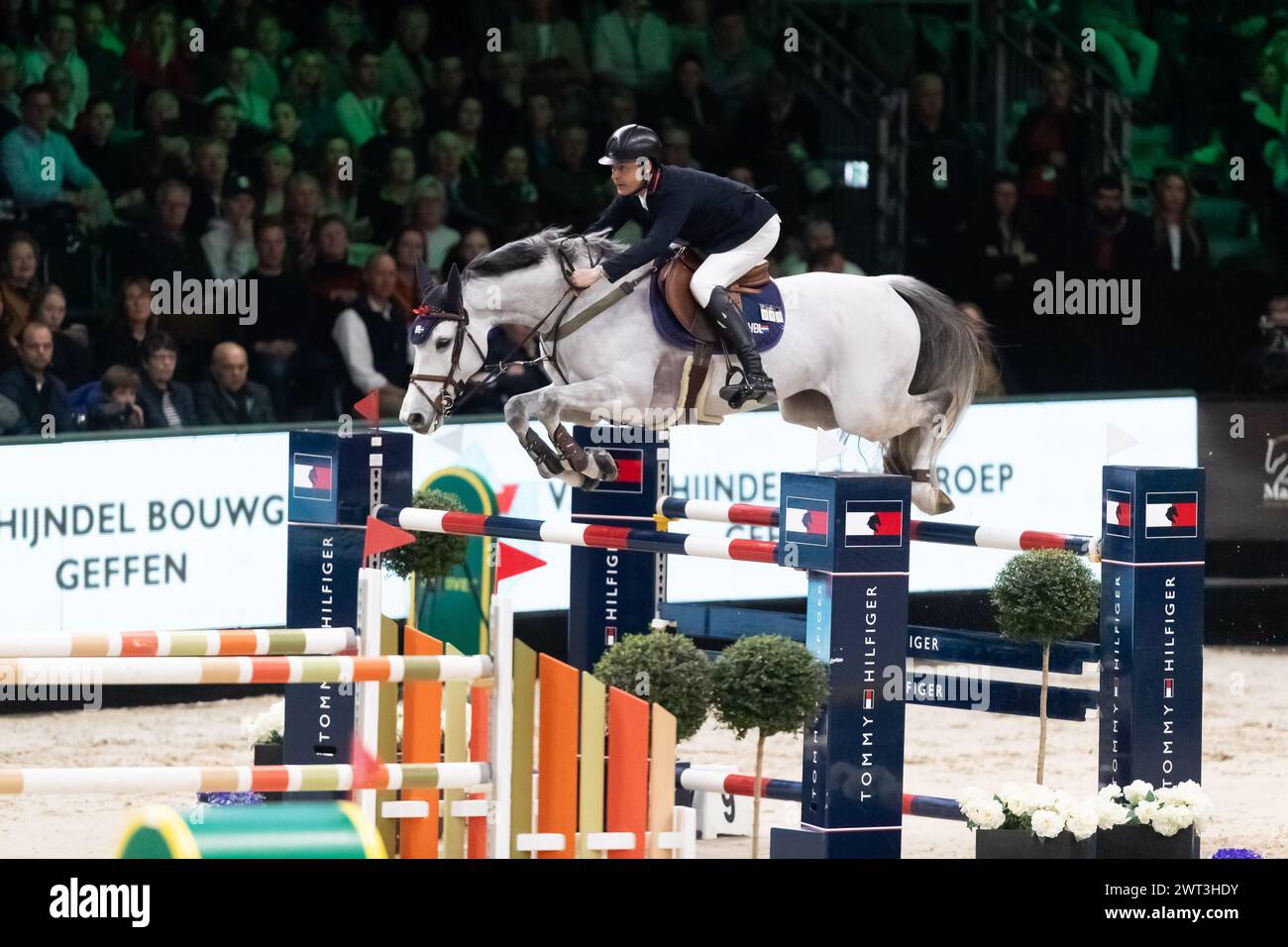 Denbosch, Netherlands - March 10, 2024. Leopold Van Asten of the Netherlands riding VDL Groep Iron Z competes in the 1.60m Rolex Grand Prix at the 202 Stock Photo