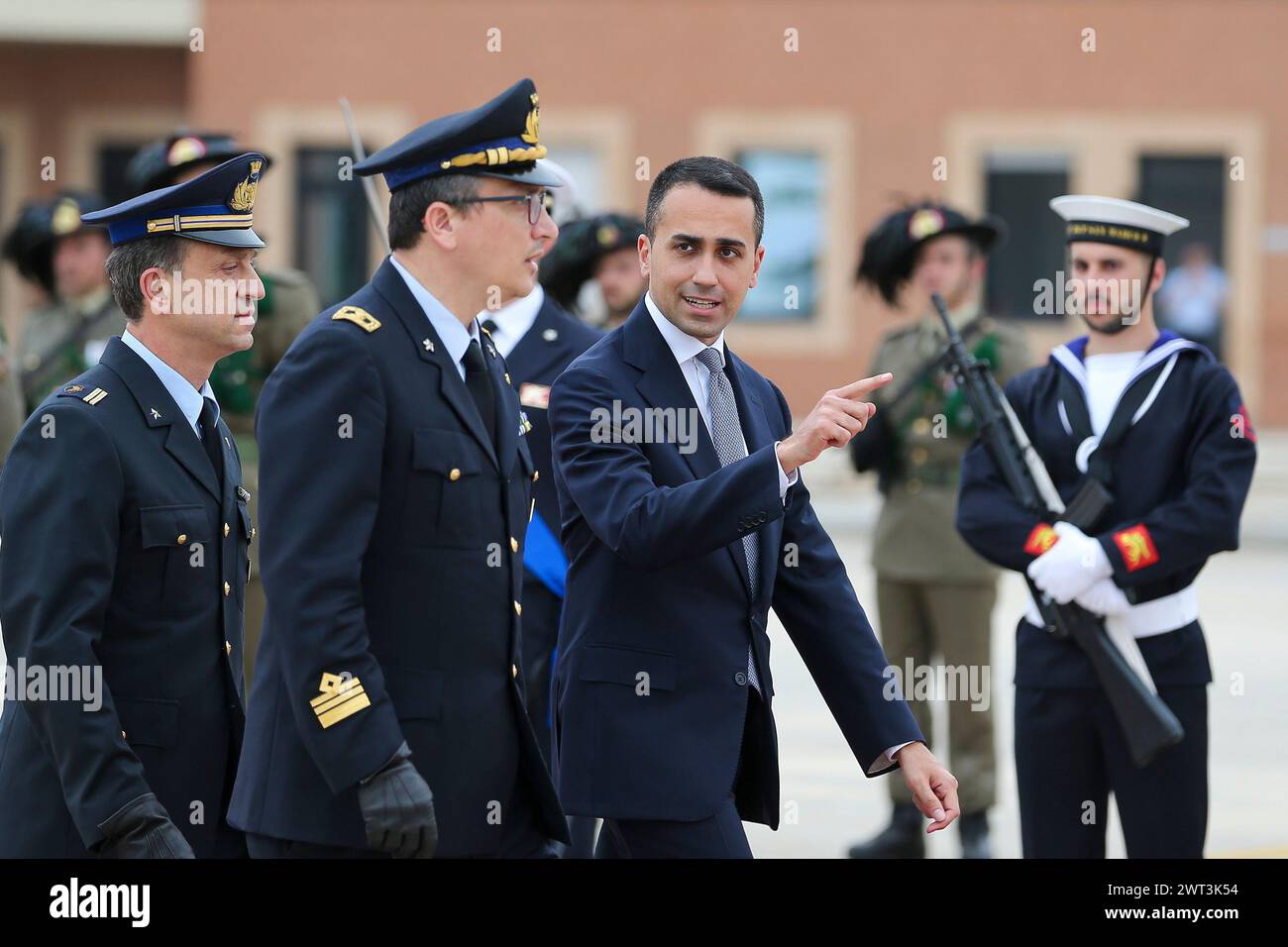 The foreign minister, Luigi Di Maio, before the departure of the president of Algeria, Abdelmadjid Tebboune, from Naples Capodichino airport to receiv Stock Photo