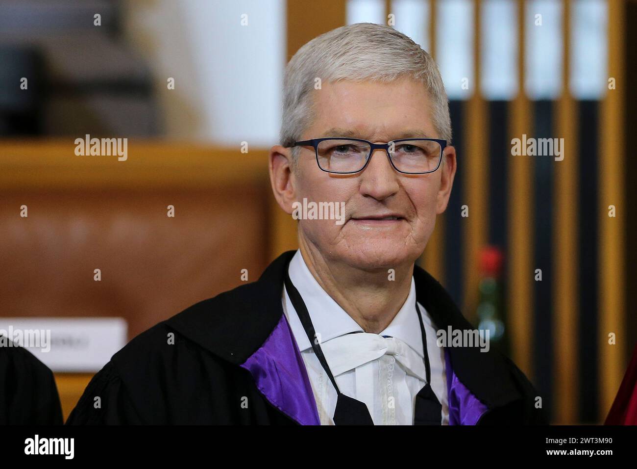 The CEO of Apple, Tim Cook, during the ceremony of the awarding of the honorary degree by the Federico II University of Naples. Stock Photo