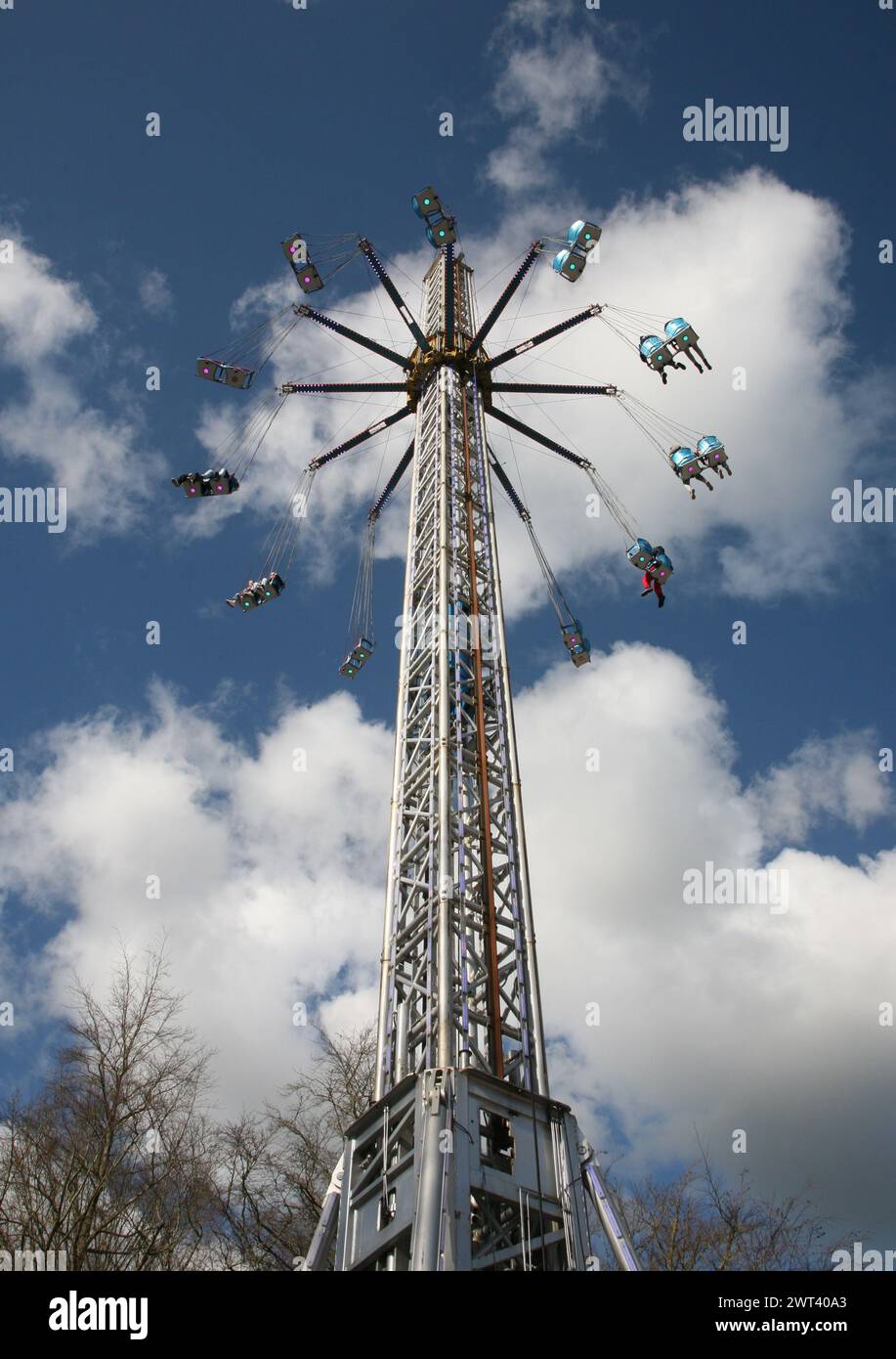 A wild ride at the Spring Fair, Flers, Normandy, France, Europe Stock Photo