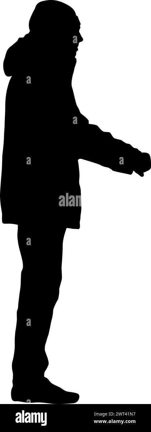 Silhouette on a white background of a woman on a walk Stock Vector ...