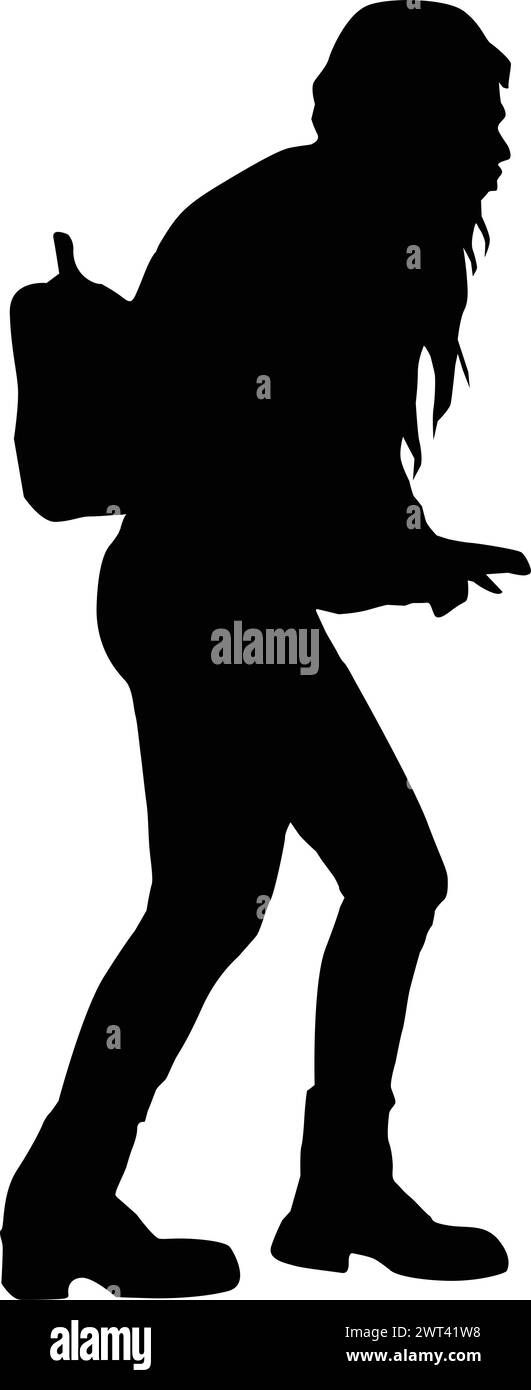 Silhouette on a white background of a woman on a walk Stock Vector ...