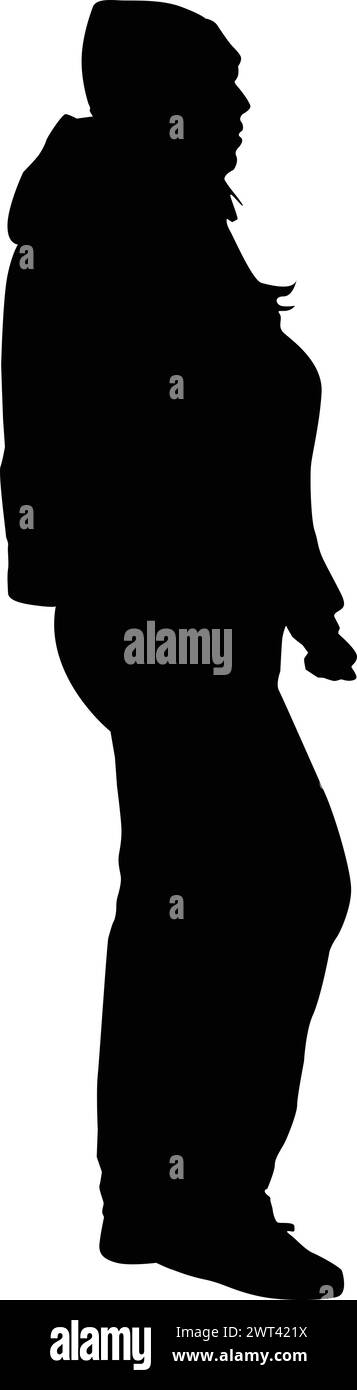 Silhouette on a white background of a woman on a walk Stock Vector ...