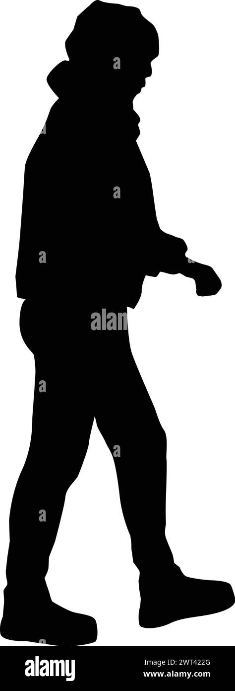 Silhouette on a white background of a woman on a walk Stock Vector ...