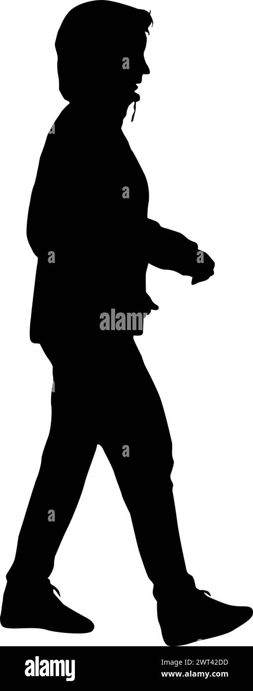 Silhouette on a white background of a woman on a walk Stock Vector ...