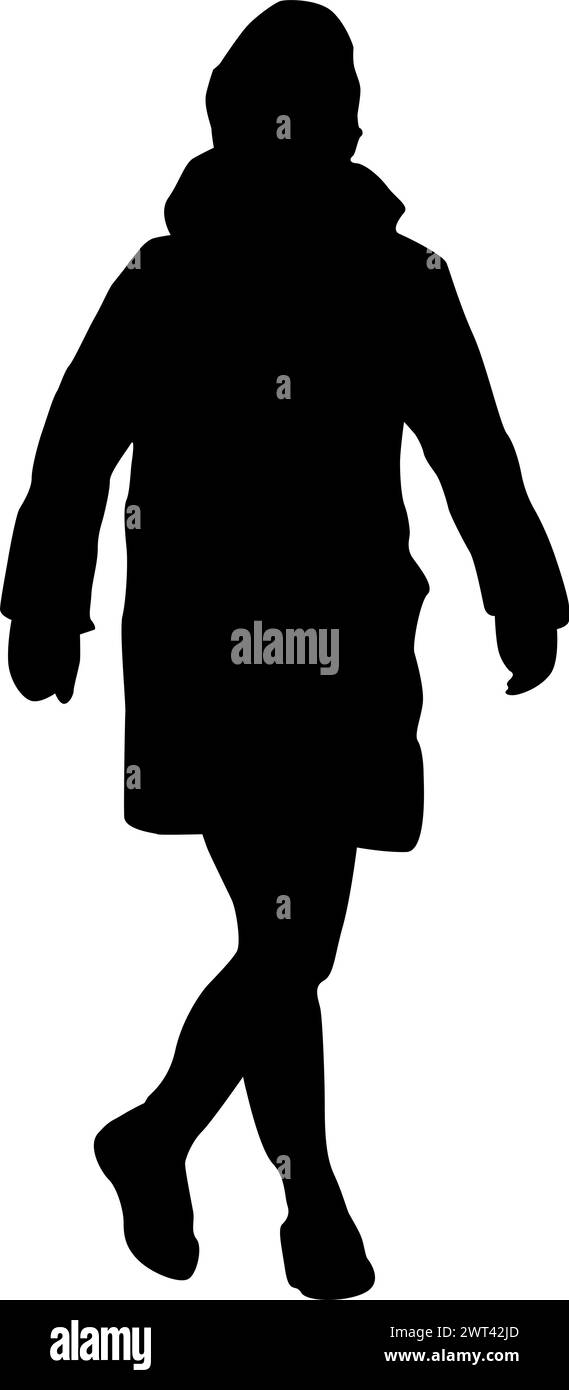 Silhouette on a white background of a woman on a walk Stock Vector ...