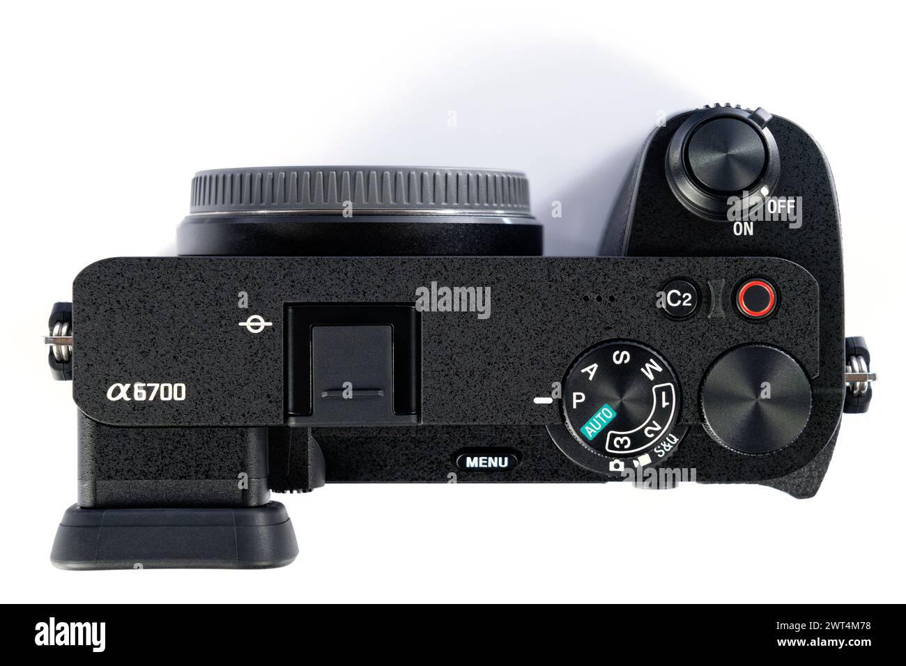 APS-C mirrorless Sony a6700 photo camera isolated on white. Photograph ...