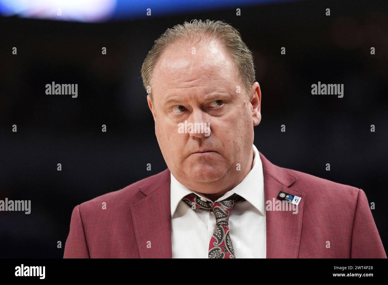 Wisconsin head coach Greg Gard looks on during the first half of an
