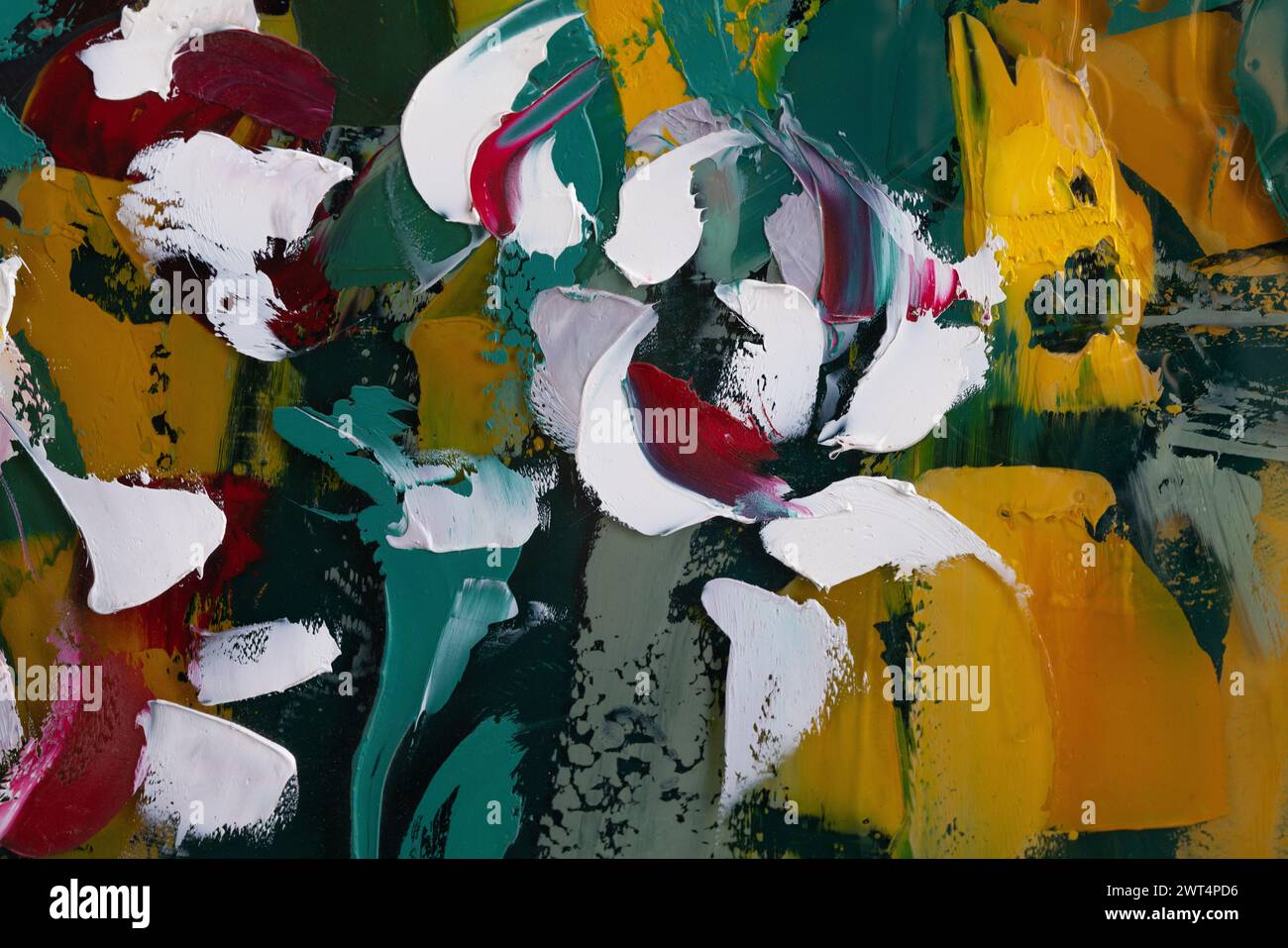 The girl is painted with a palette knife and oil paints on round ...