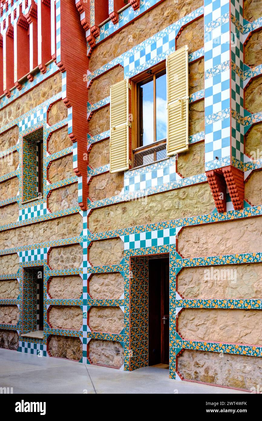 Outside door and windows Casa Vicens modernist architecture building by Antoni Gaudí Gràcia