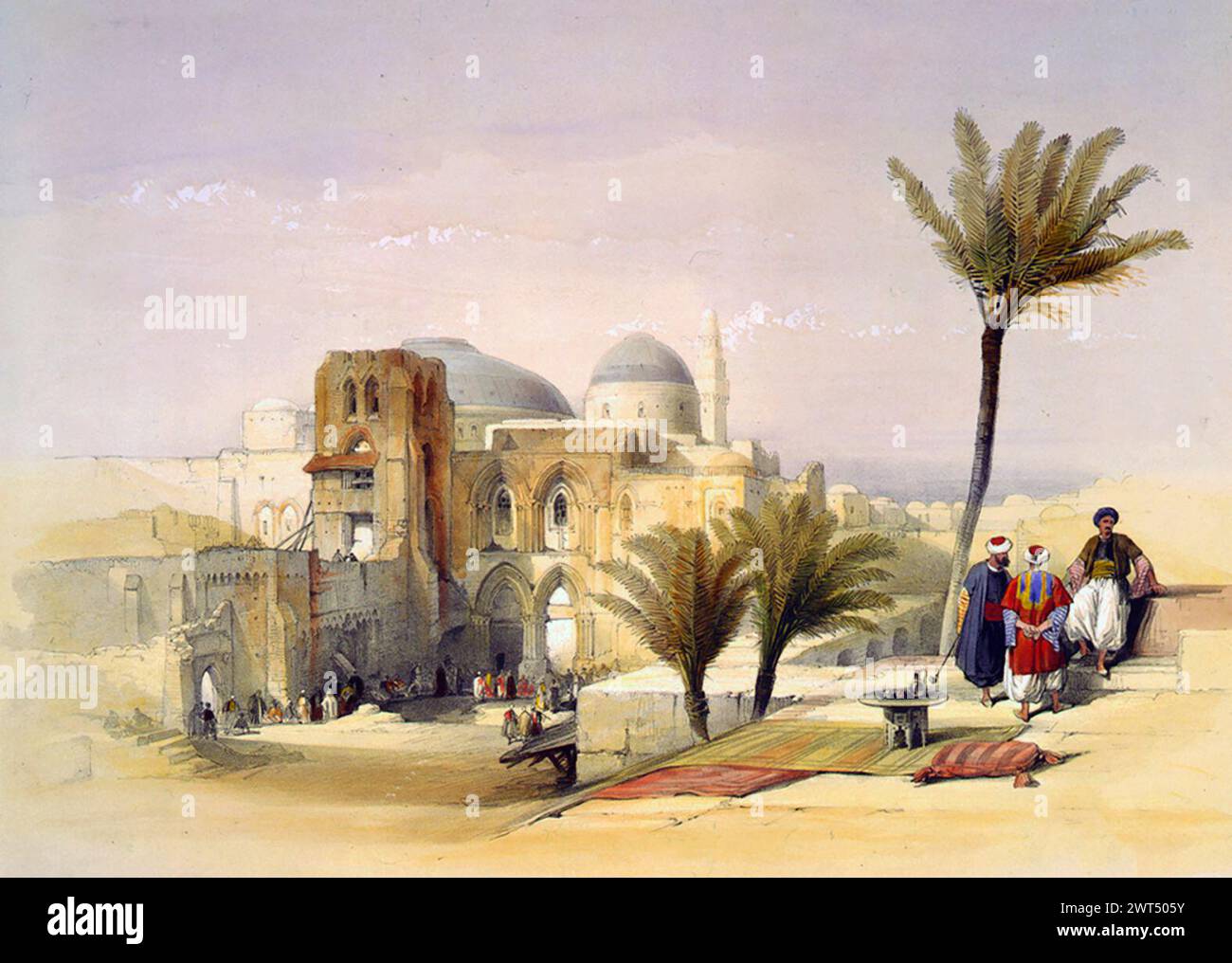 Church of the Holy Sepulchre Jerusalem. Lithograph by Louis Haghe from an original by David Roberts Stock Photo