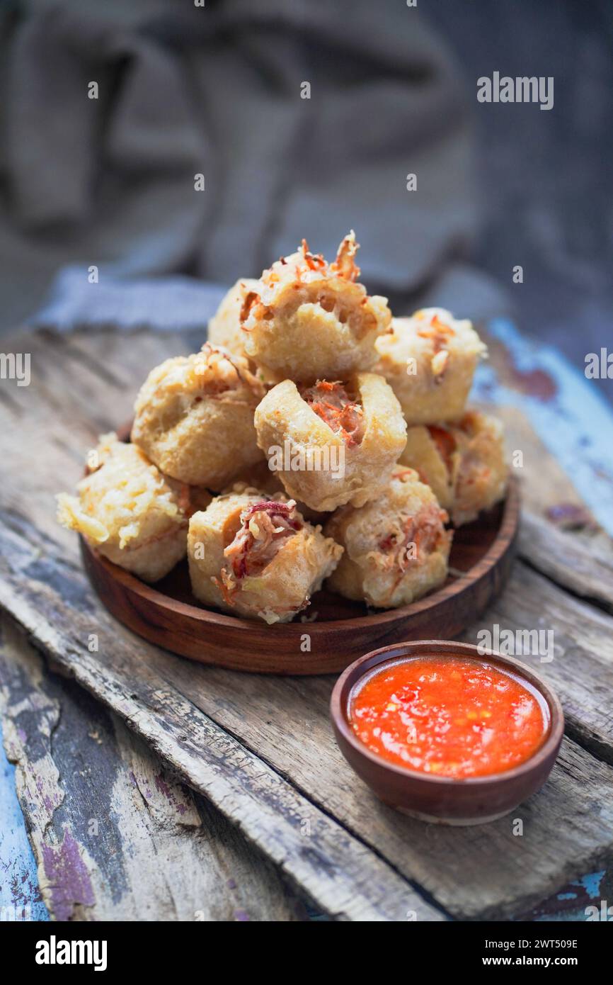 Indonesian street food, Fried Tofu Filled With Vegetables(Tahu Isi ...