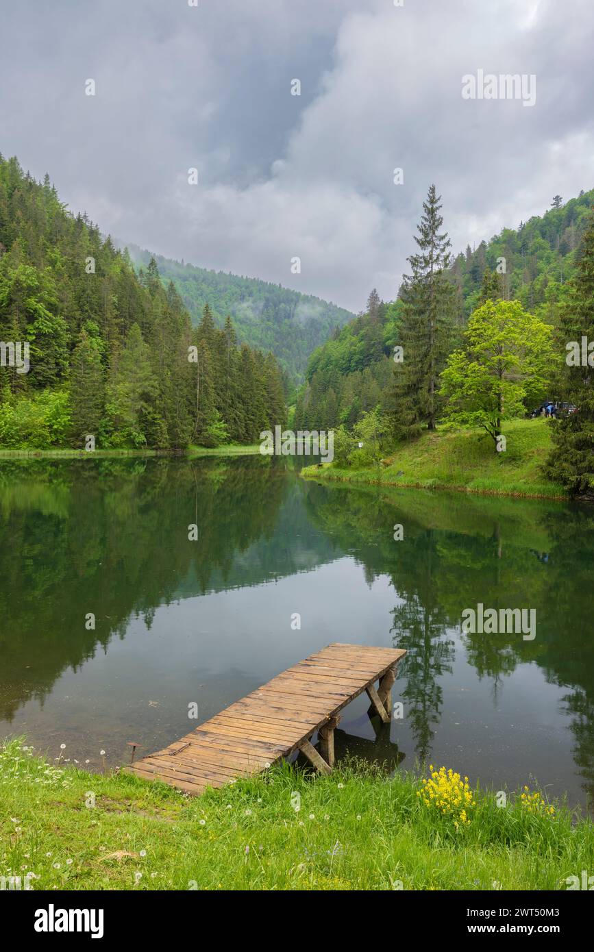 Landscape near Dedinky and Stratena with Hnilec river, National Park Slovak Paradise, Slovakia Stock Photo