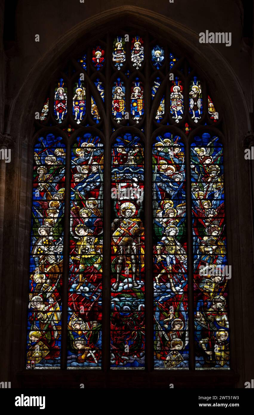 stained glass window, The Cathedral, Christ Church College, Oxford, England Stock Photo