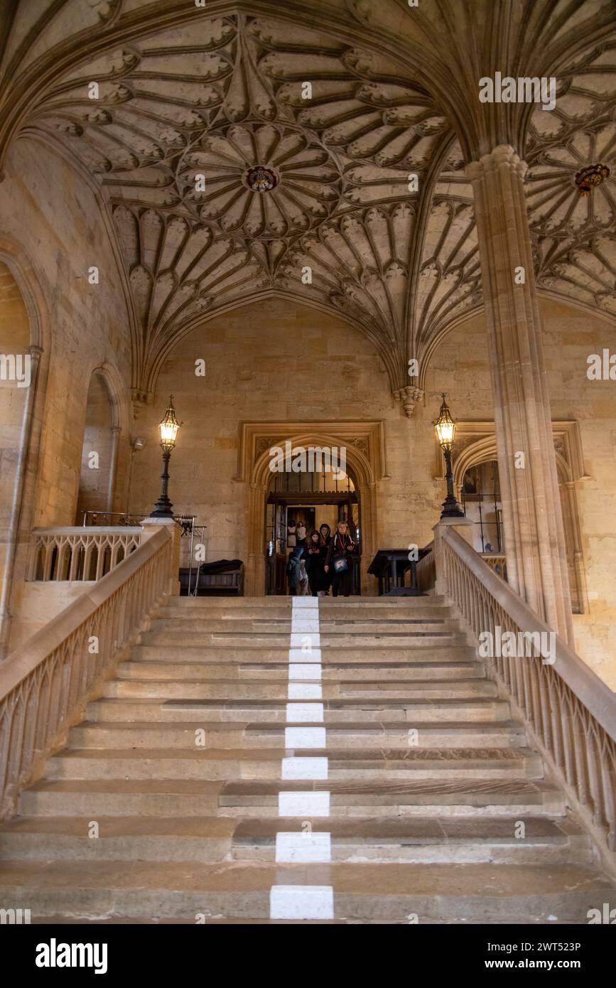 Bodley staircase to the Great Hall, Chest Church College, Oxford, England Stock Photo