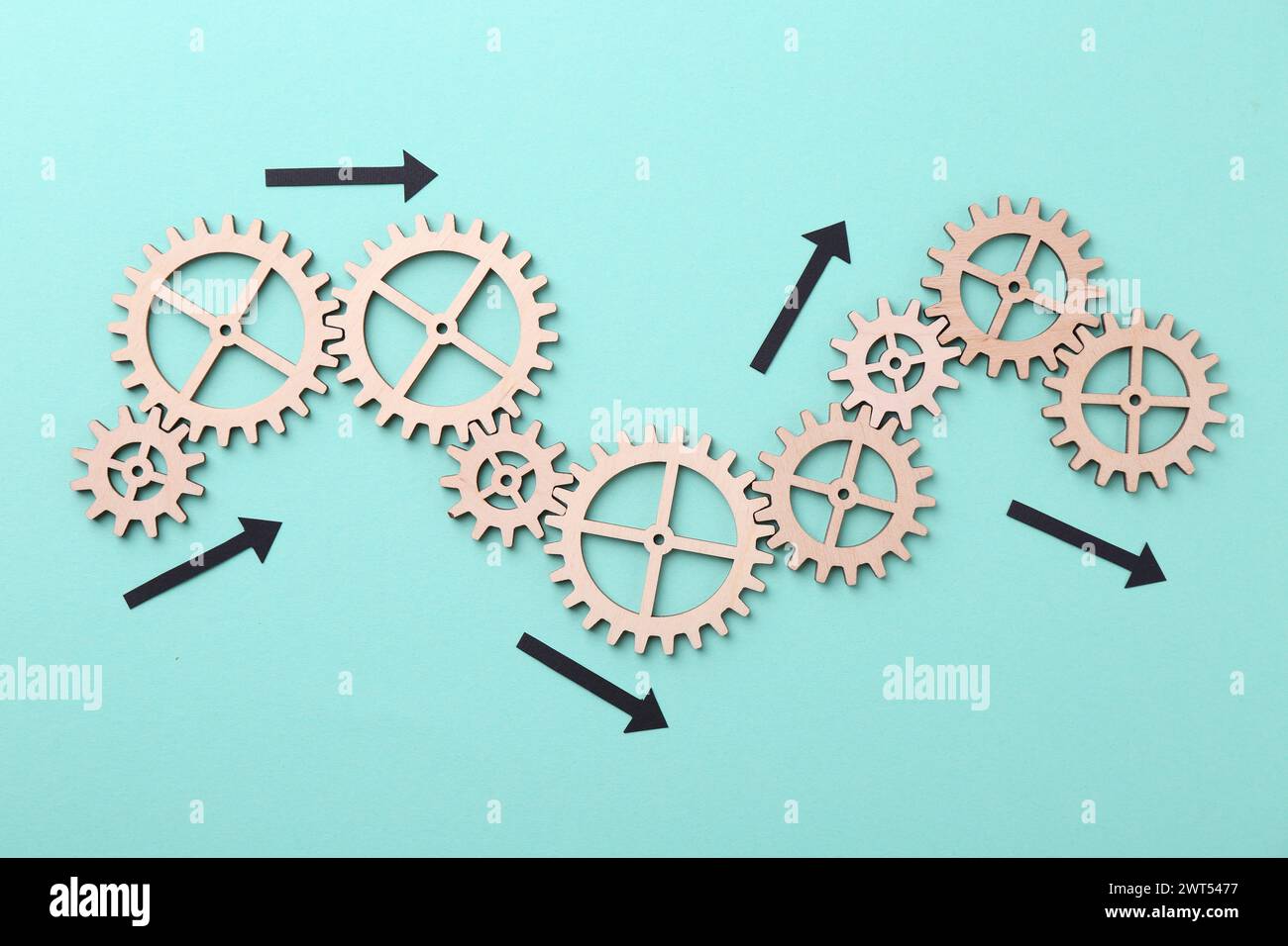 Business process organization and optimization. Scheme with wooden ...
