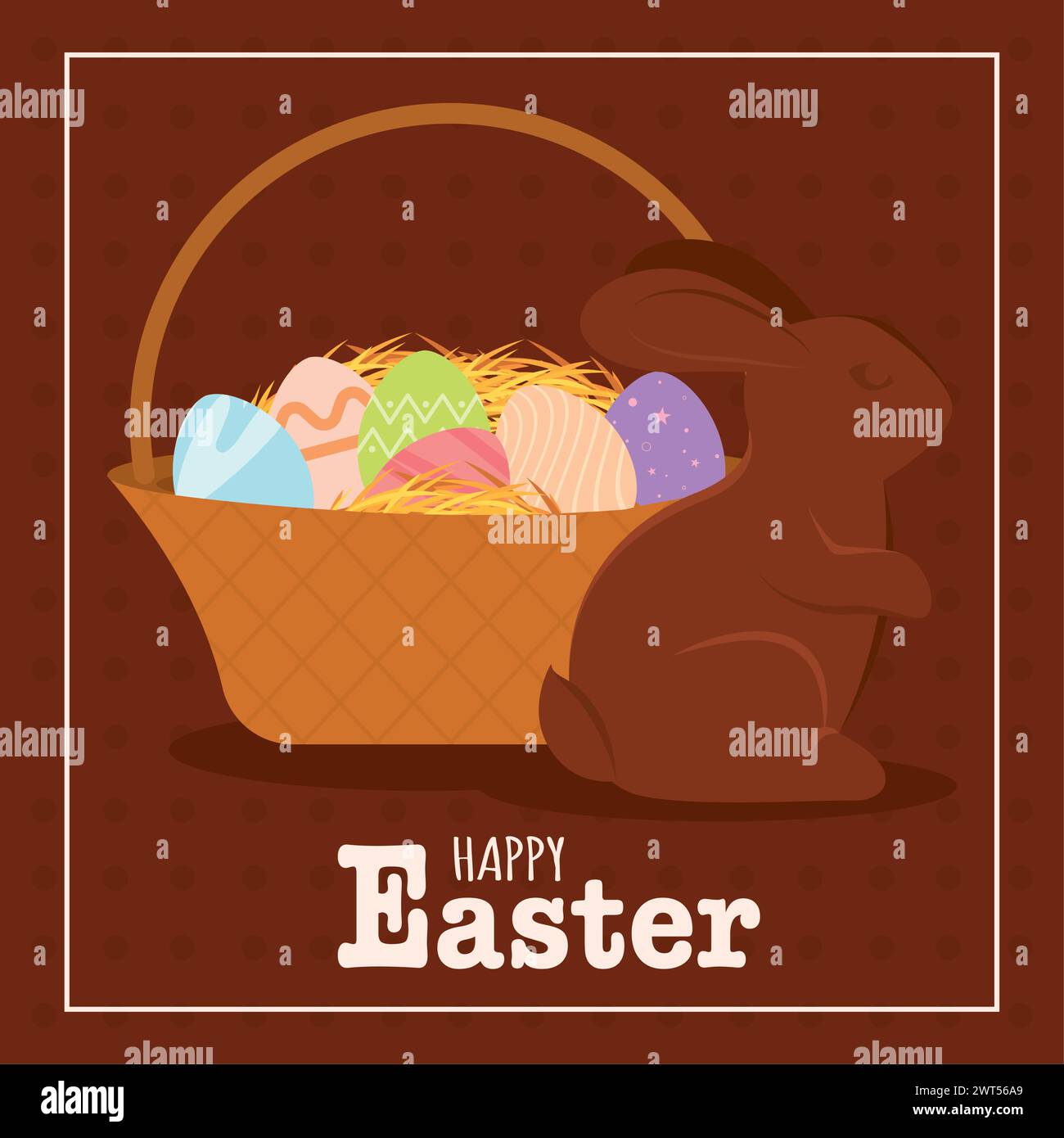 Happy easter card Decorated easter eggs Vector Stock Vector