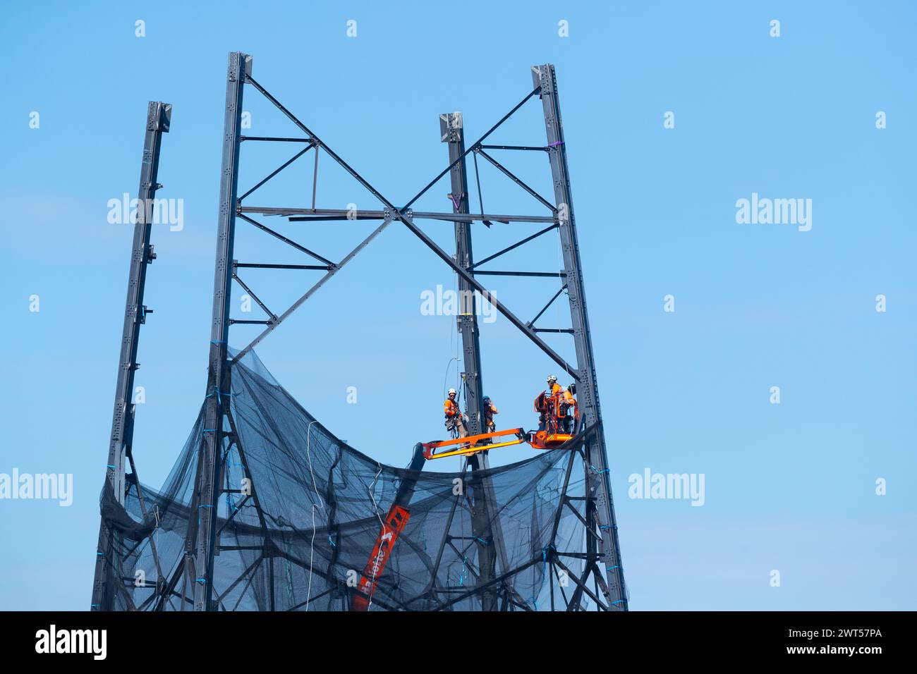 Waverley Communication Tower in Australia is being demolished. Constructed in 1945, it played a critical role in NASA's 1969 Apollo 11 moon landing. Stock Photo