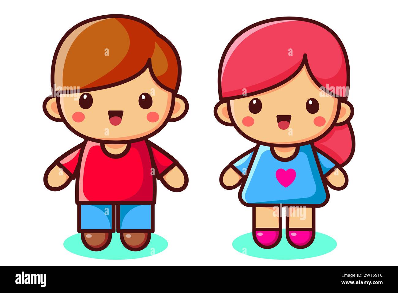 Two children. Boy and girl. Vector illustration in flat style Stock ...