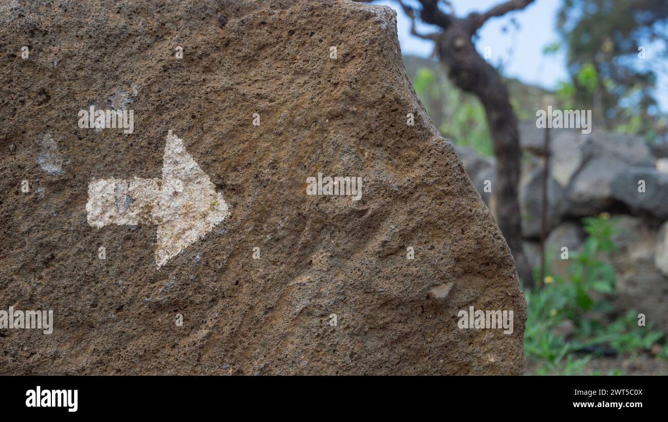 Ancient stone signal, enigmatic symbol, natural backdrop Stock Photo