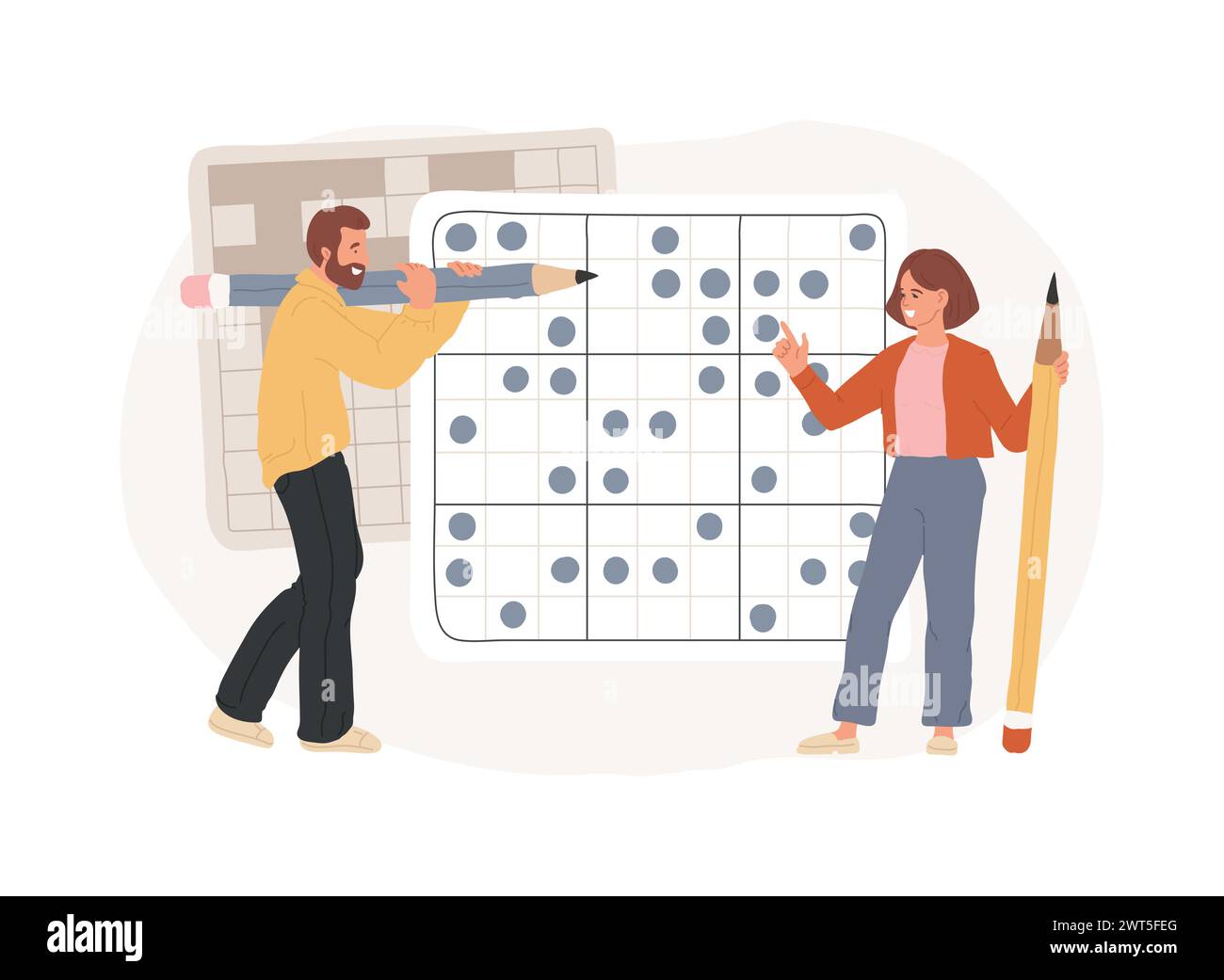 Do a crossword and sudoku isolated concept vector illustration Stay Do a crossword and sudoku isolated concept vector illustration Stay