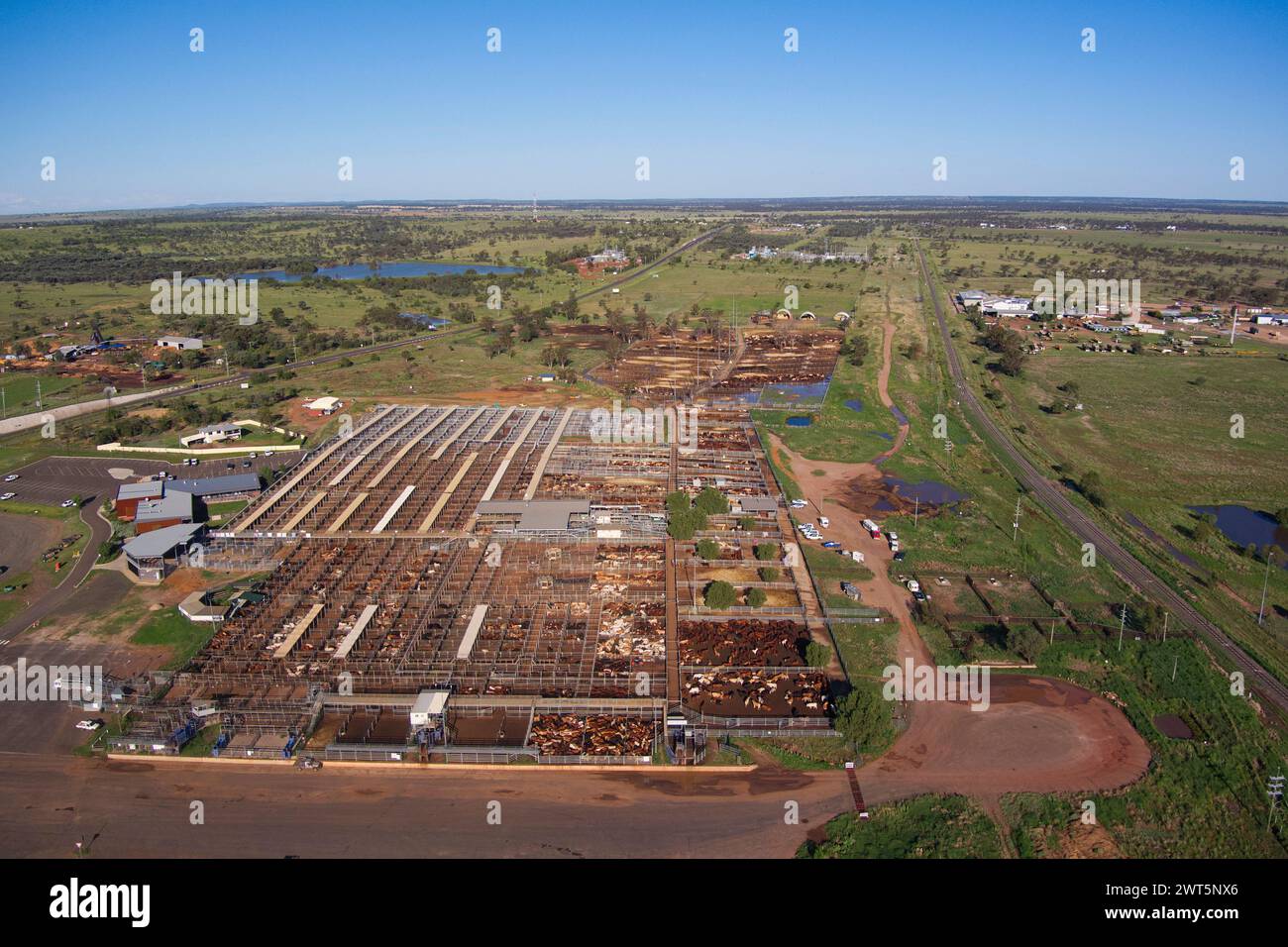 Aerial of The Roma Saleyards Australia’s largest cattle selling centre