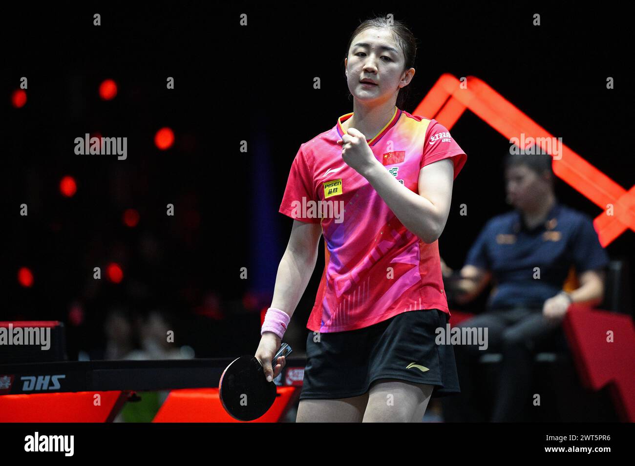 Singapore. 15th Mar, 2025. Chen Meng of China celebrates during the