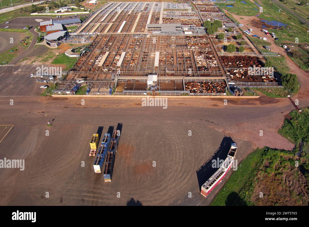 Aerial of The Roma Saleyards Australia’s largest cattle selling centre