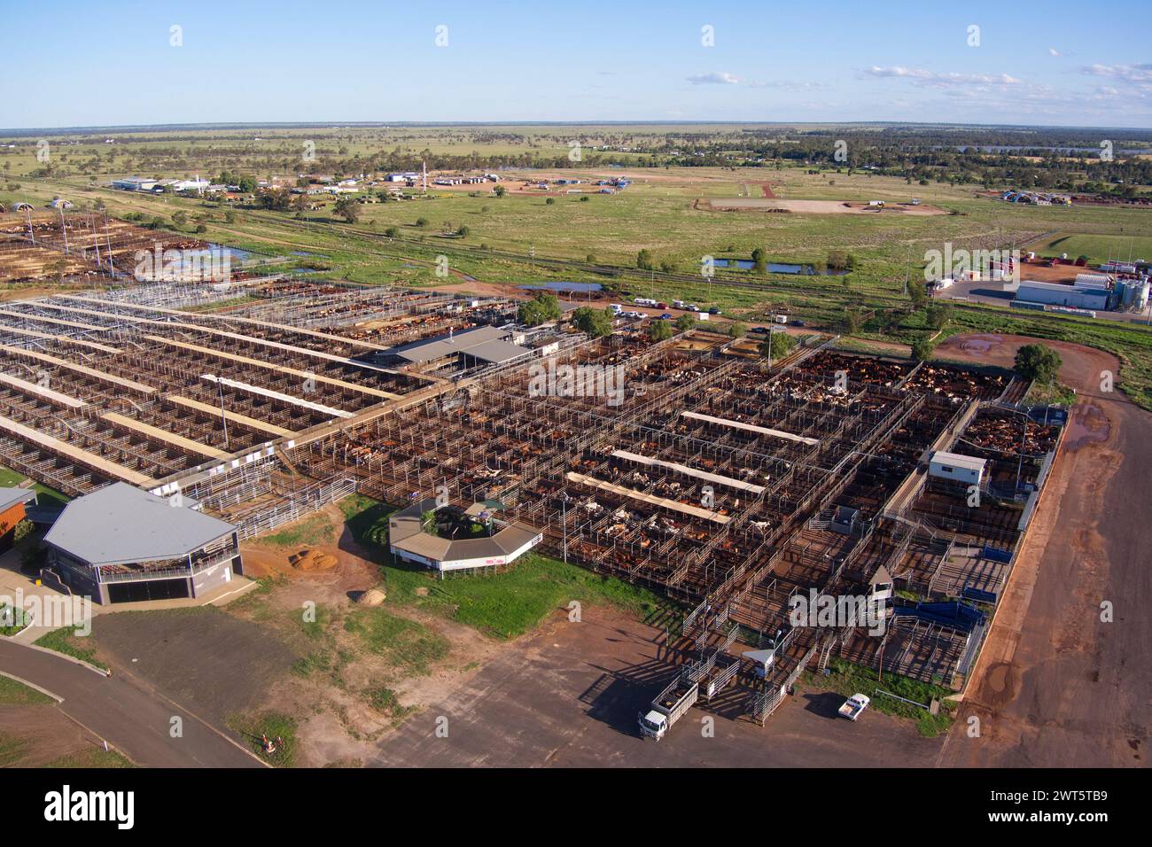 Aerial of the Roma Saleyards Australia’s largest cattle selling centre