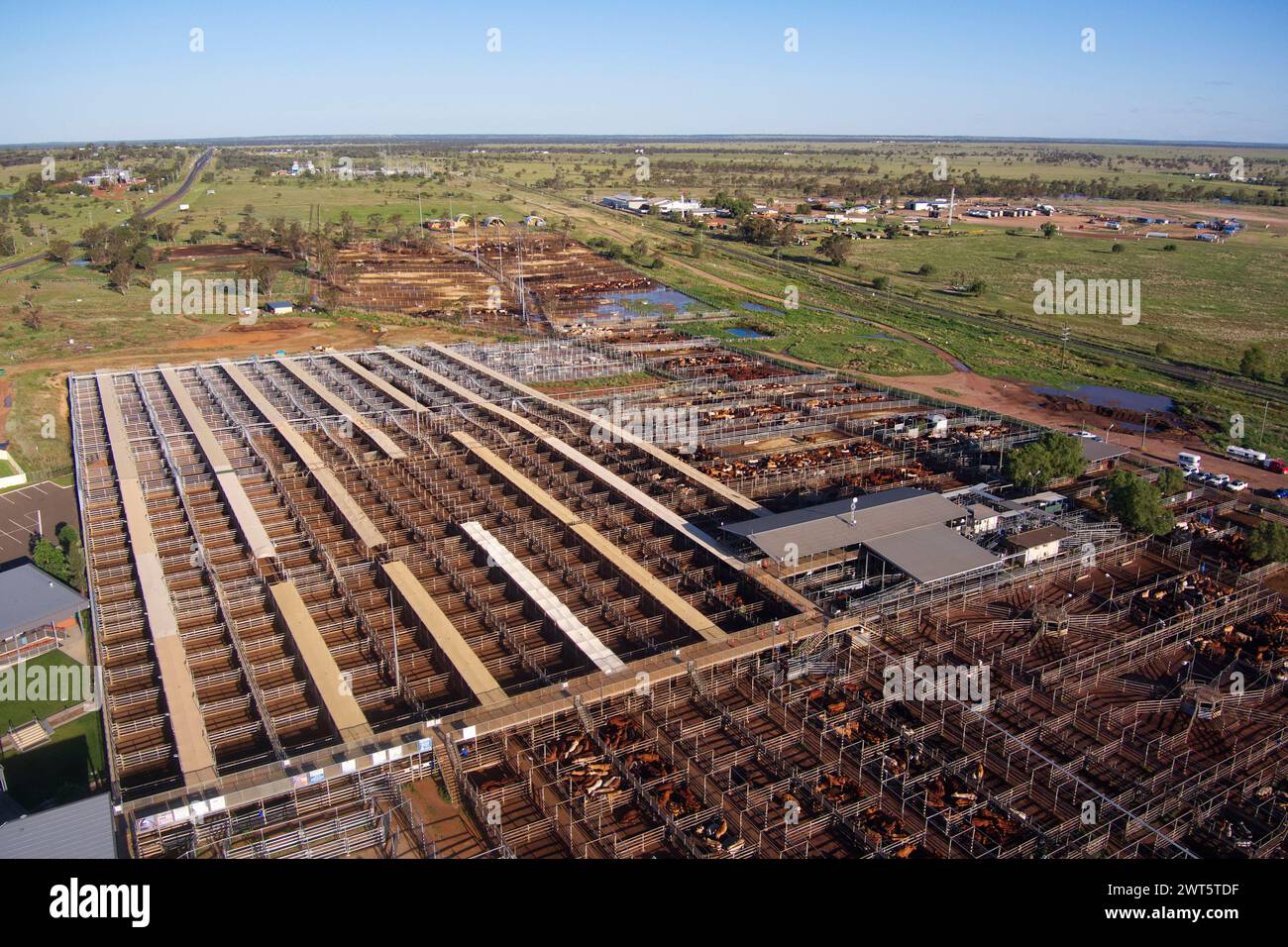 Aerial of the Roma Saleyards Australia’s largest cattle selling centre