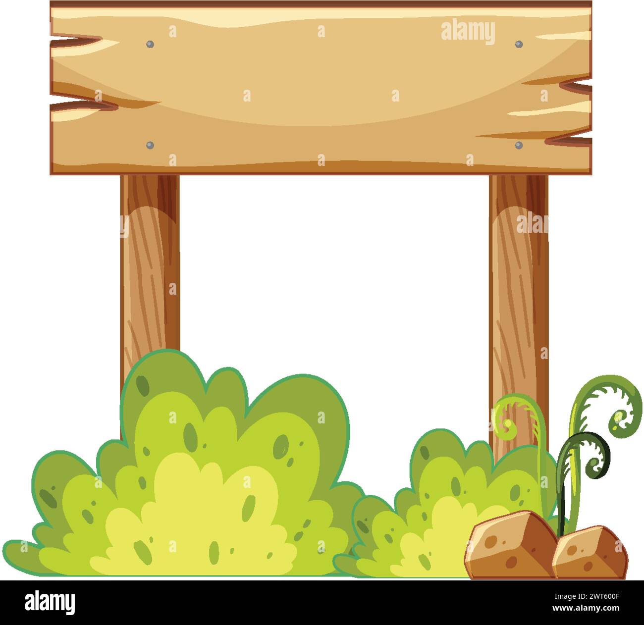 Cartoon wooden sign among lush greenery Stock Vector Image & Art - Alamy