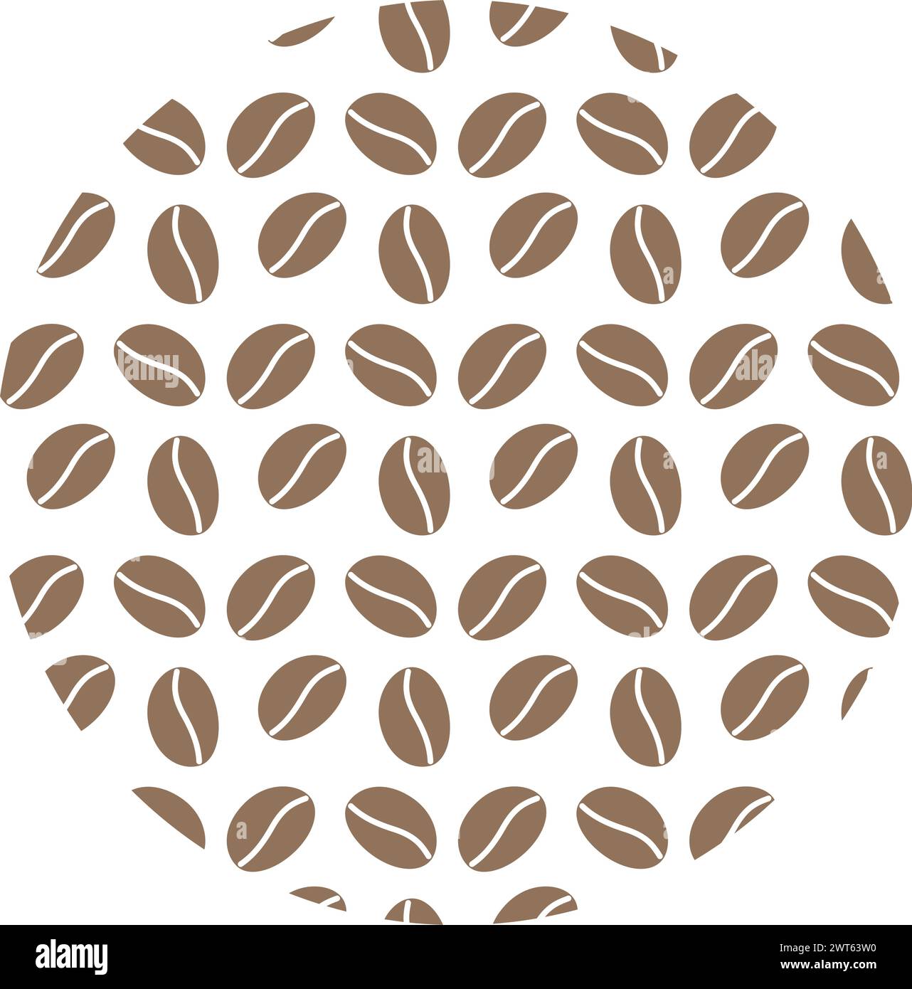 Circle shaped coffee beans. Patterned circular shape in minimalistic ...