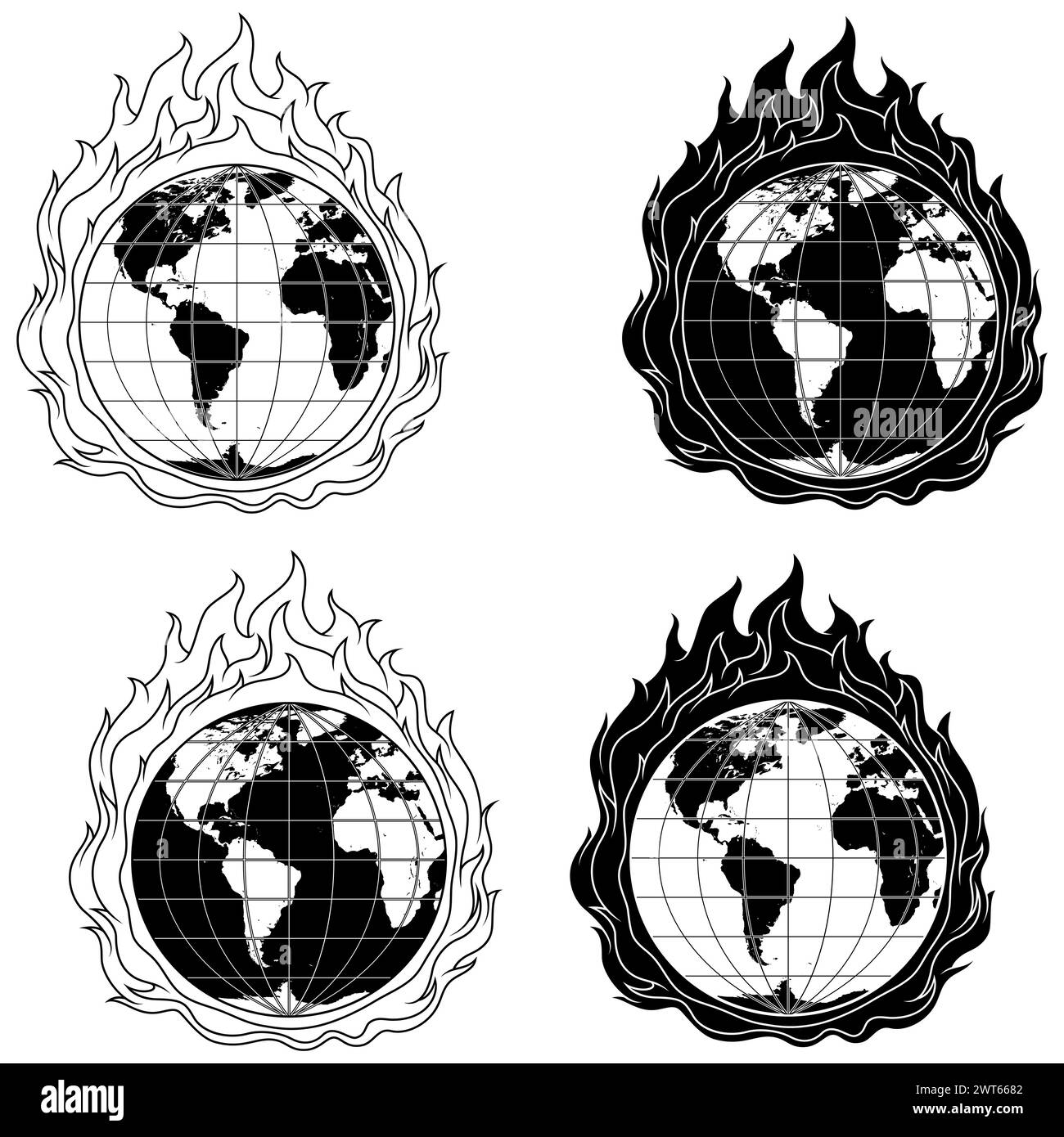 Vector design of the world under the effects of global warming Stock Vector