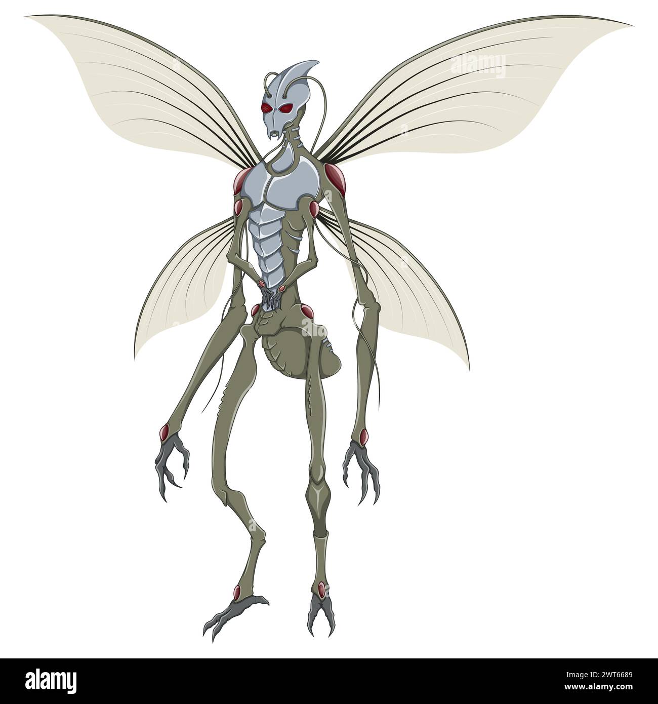 Mutant Alien Humanoid Insect Vector Design Stock Vector