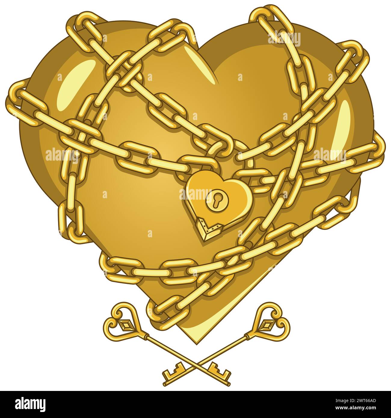 Vector design of a chained love heart, chained heart with padlock and ...