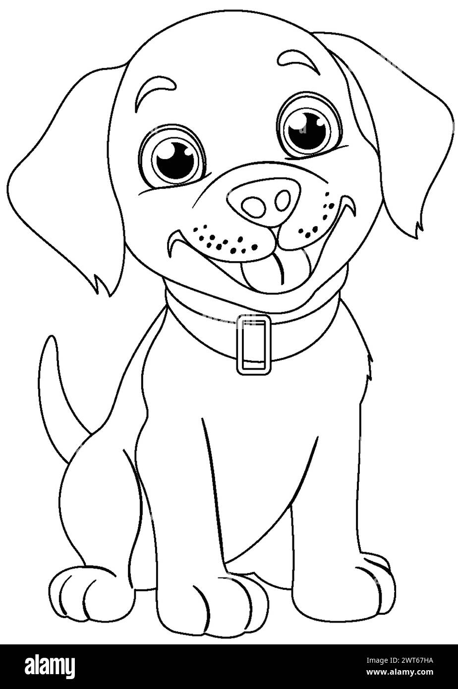 Black and white vector of a smiling puppy Stock Vector Image & Art - Alamy