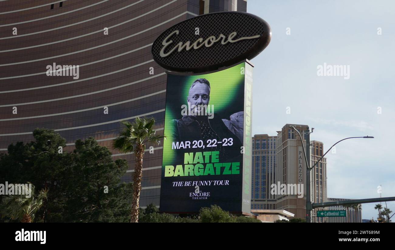 Las Vegas, Nevada, USA 8th March 2025 Comedian Nate Bargatze Marquee at
