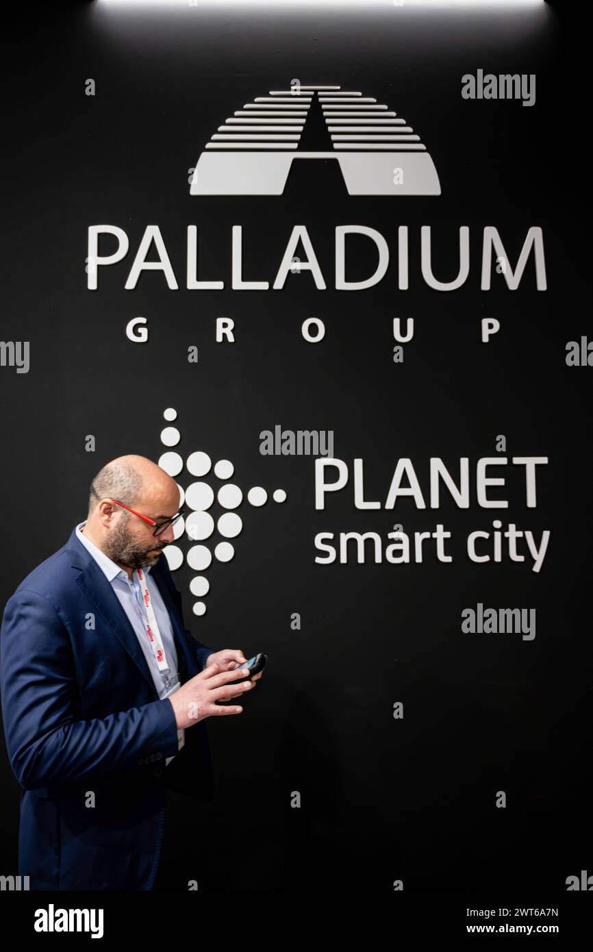Cannes, France. 13th Mar, 2024. The Palladium Group logo at Mipim in ...