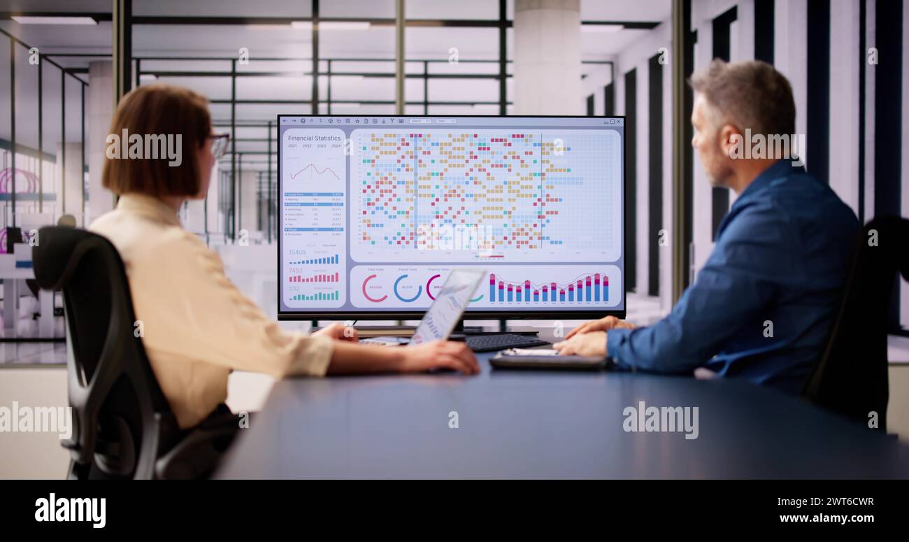 Data Analyst Using Data Analytics KPI Dashboard Stock Photo