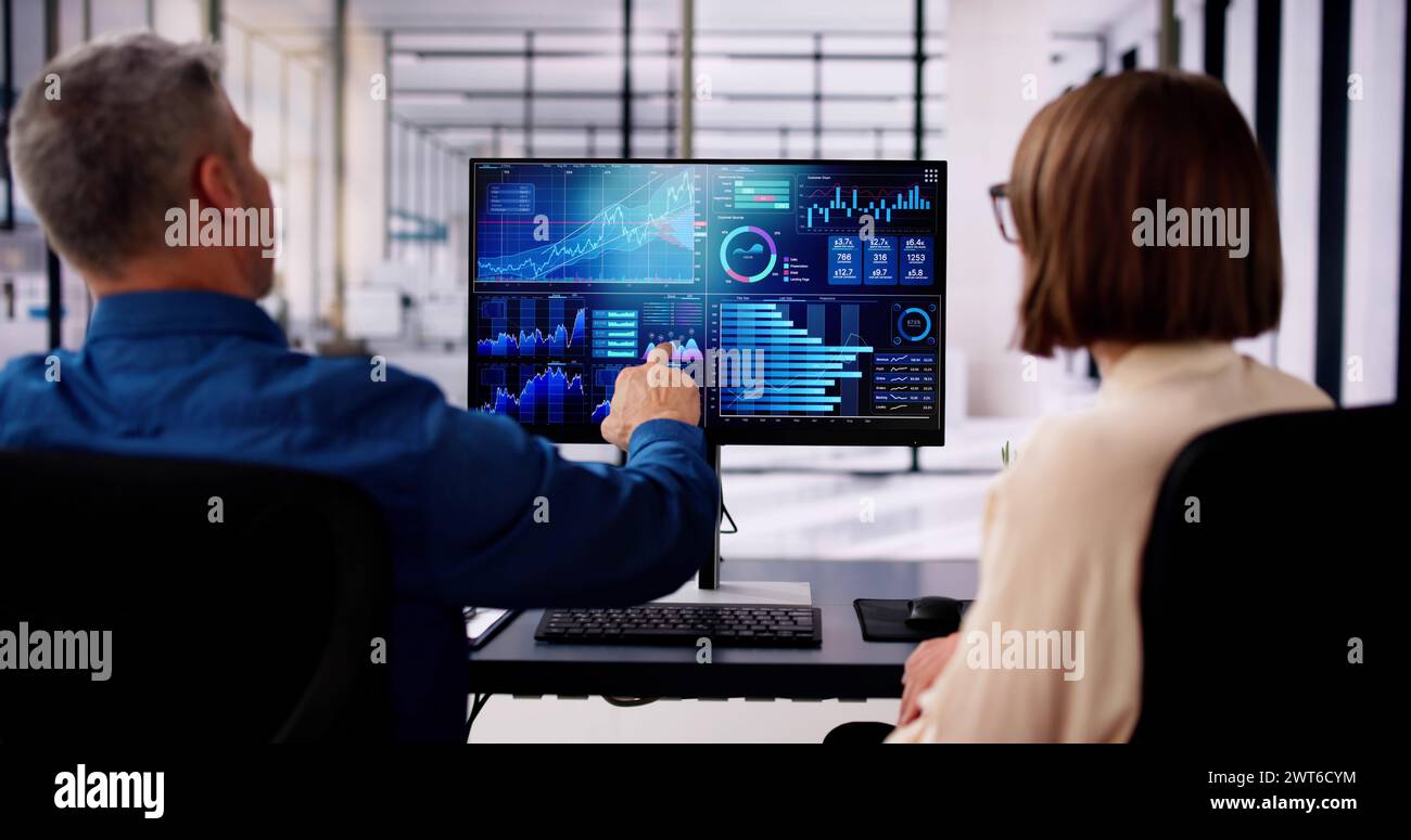 Data Analyst Using Data Analytics KPI Dashboard Stock Photo