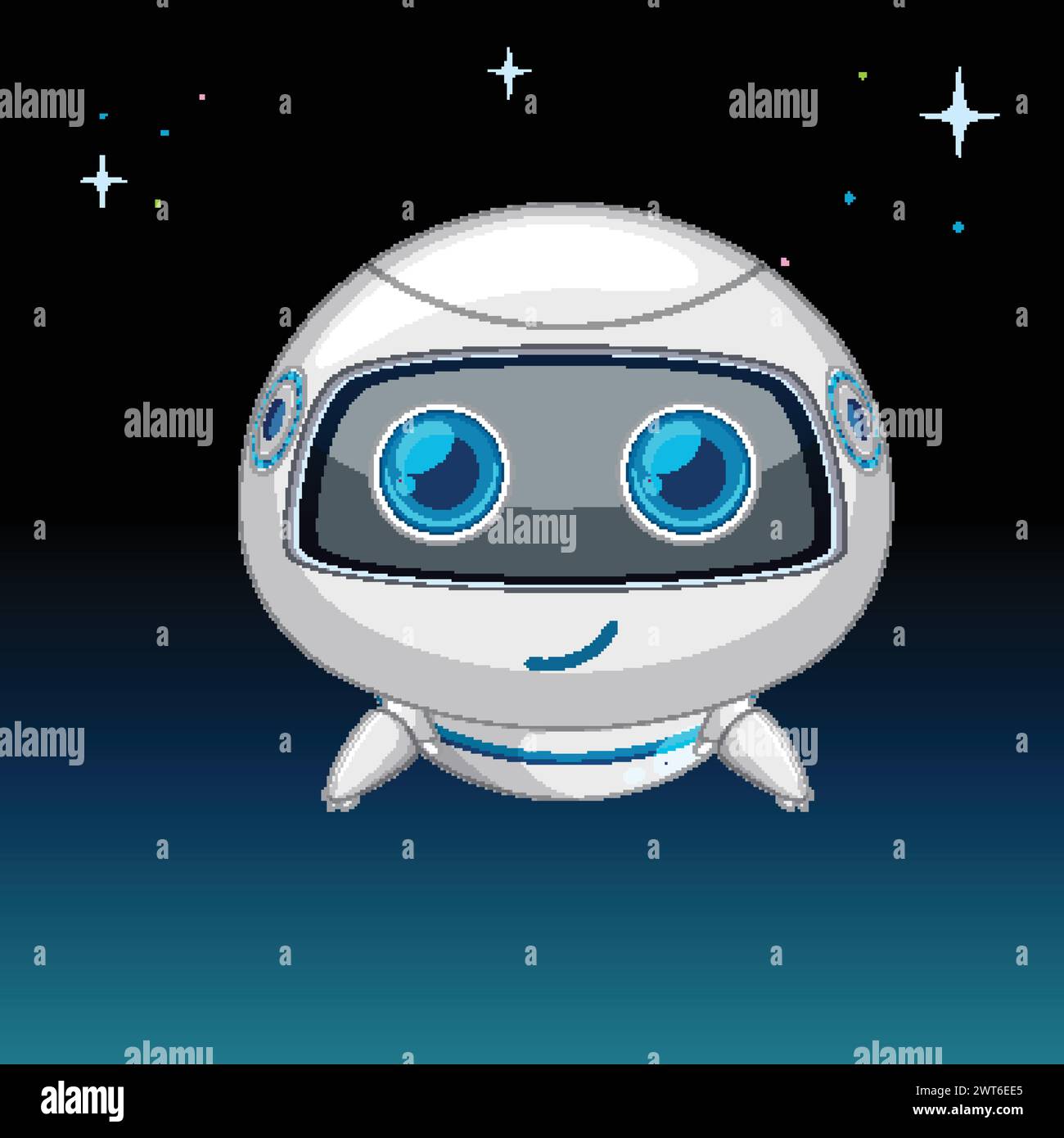 Cute robotic character floating in outer space Stock Vector Image & Art ...