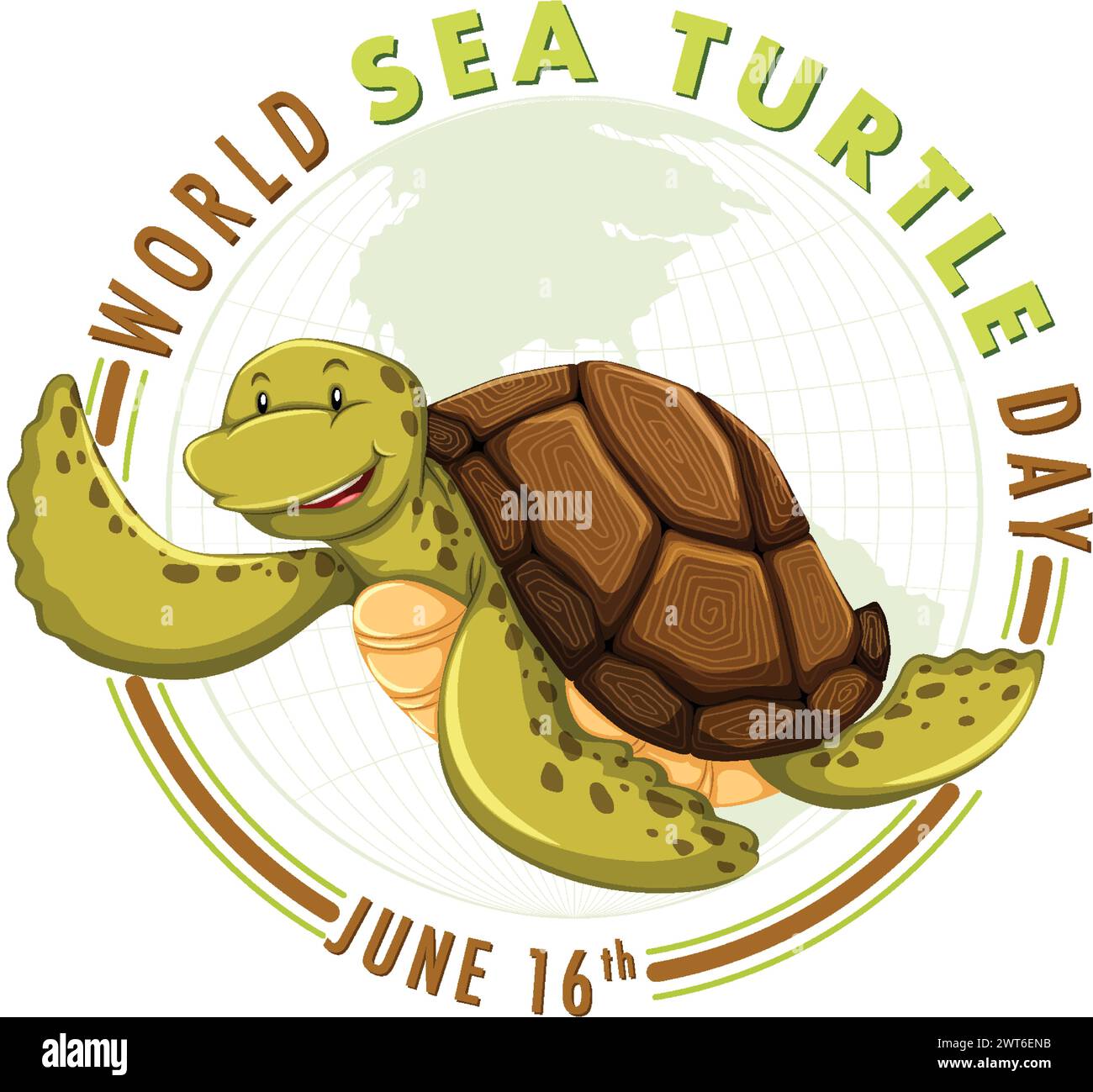 Cheerful Turtle Reptile awareness Stock Vector Images - Alamy