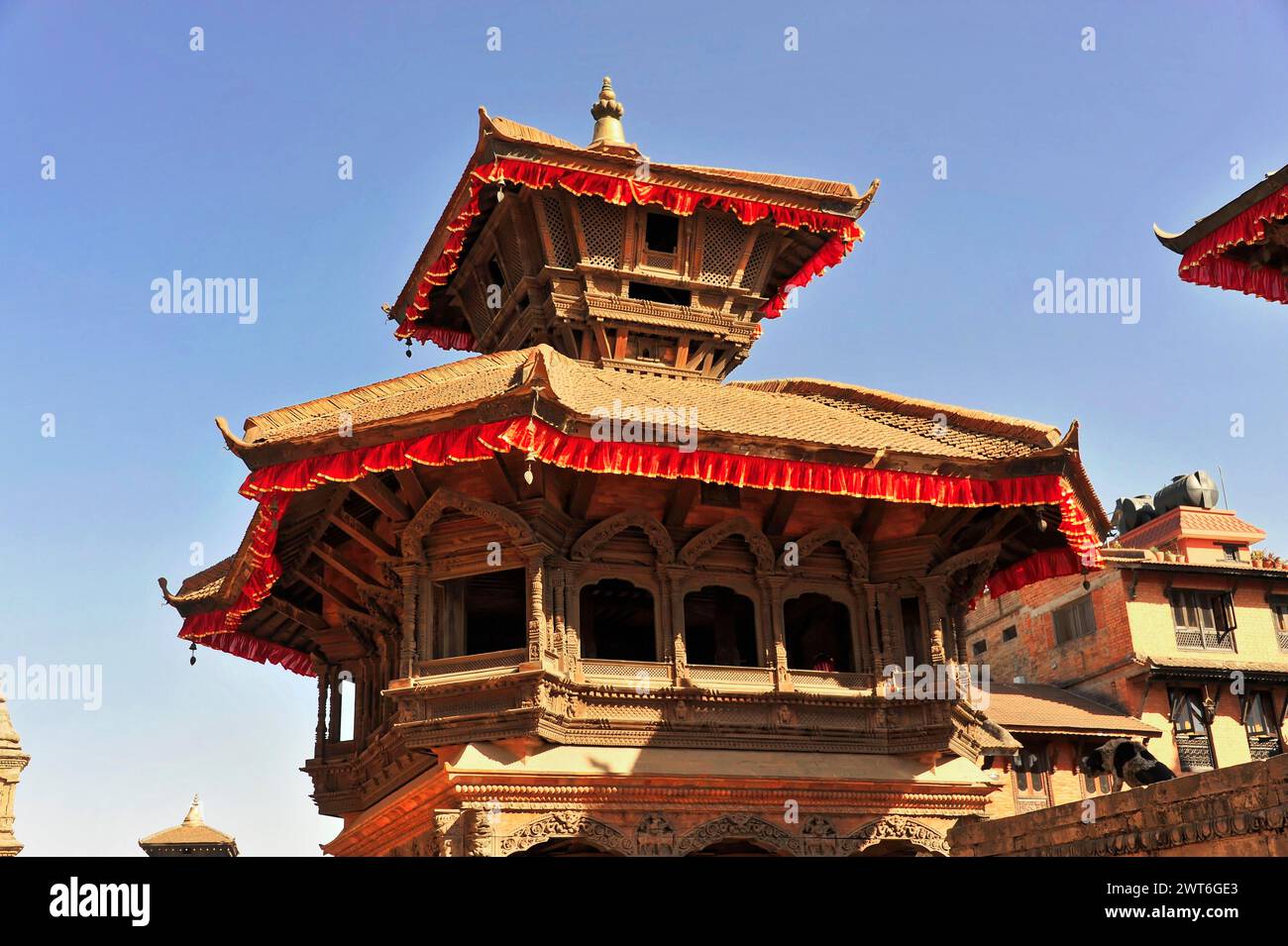 A striking temple under a blue sky in Kathmandu, Nepal, Kathmandu ...