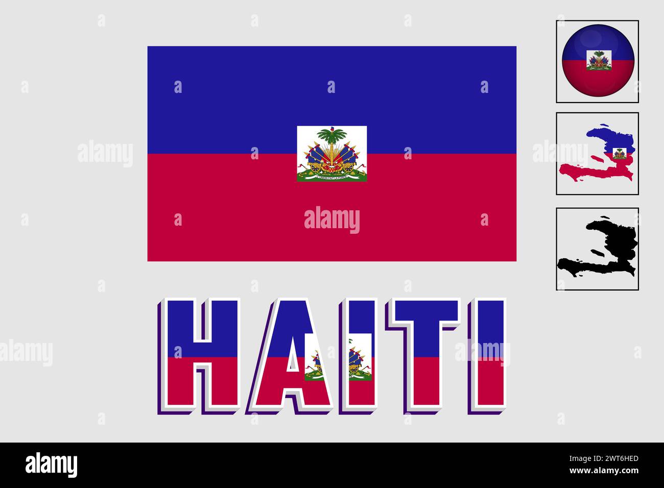 Haiti map and flag in vector illustration Stock Vector