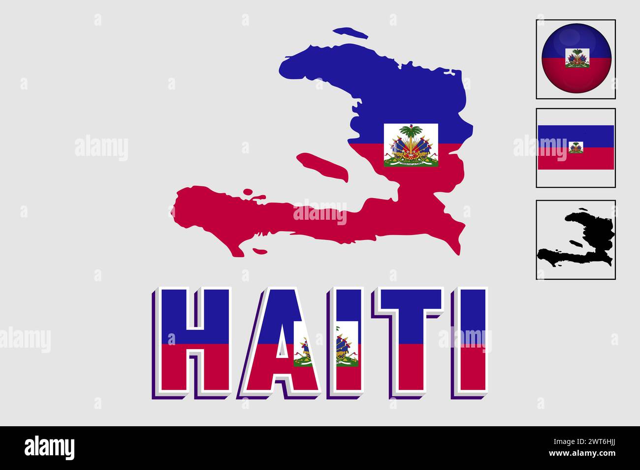 Haiti map and flag in vector illustration Stock Vector